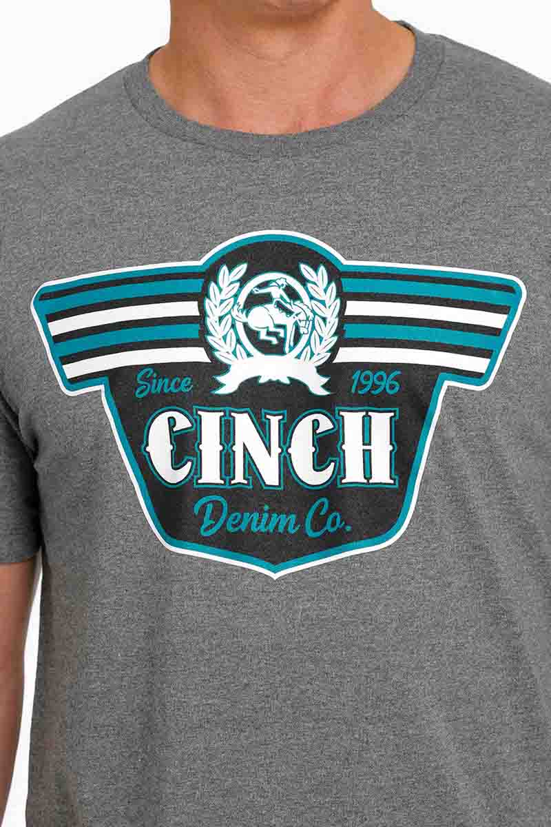Cinch Mens TShirt Script HGray