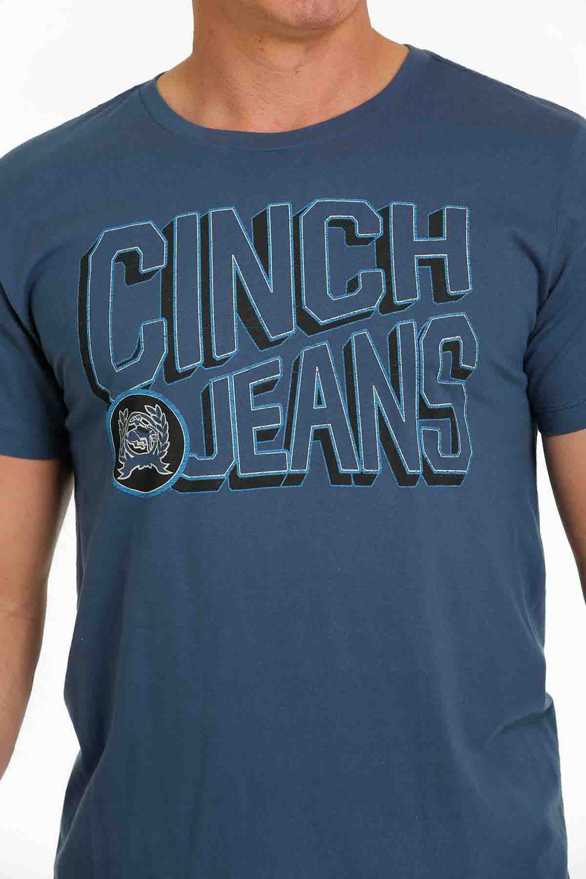 Cinch Mens Tee Script L. Blue
