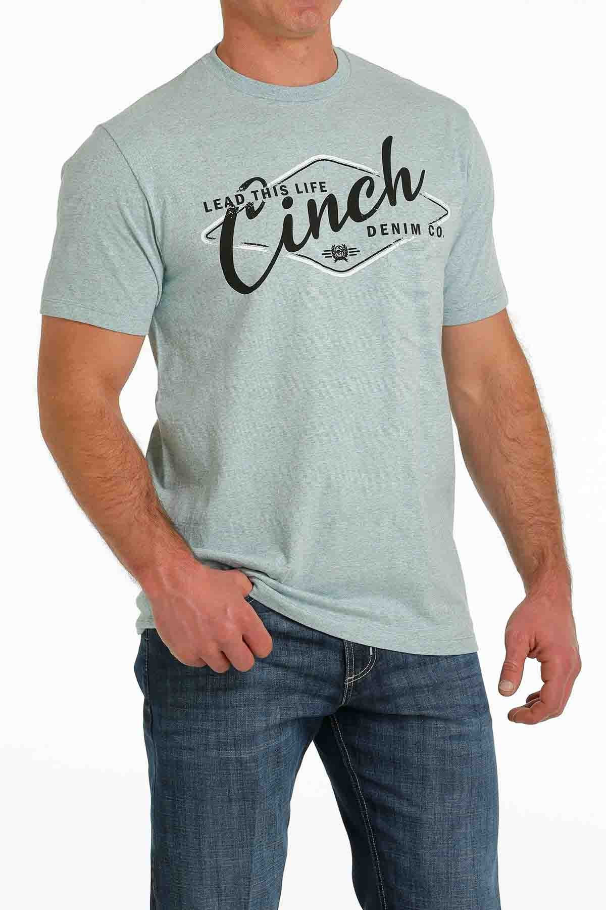 Cinch Mens Tee Script Teal