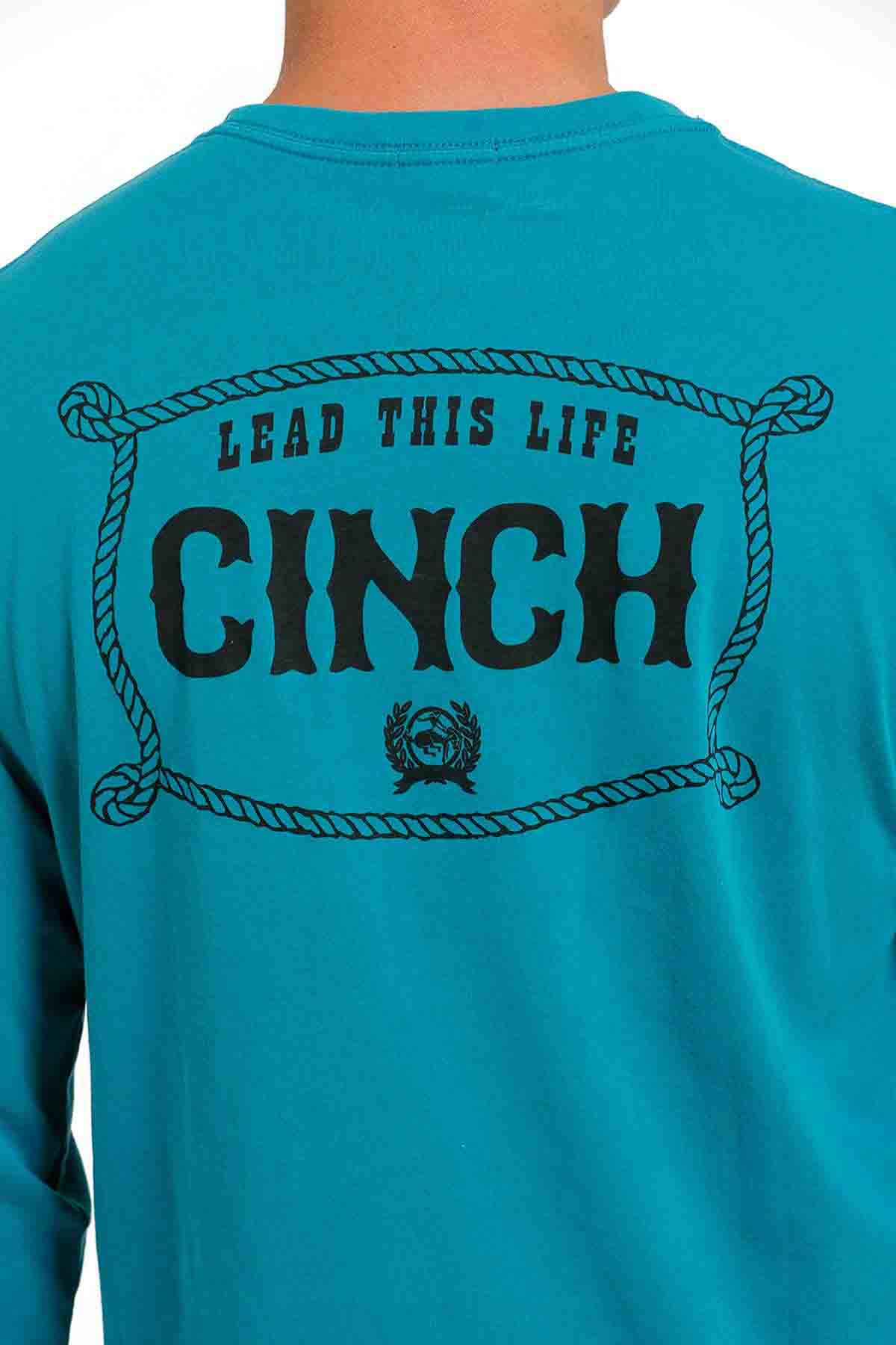 Cinch LSL Rope Logo Tee Teal
