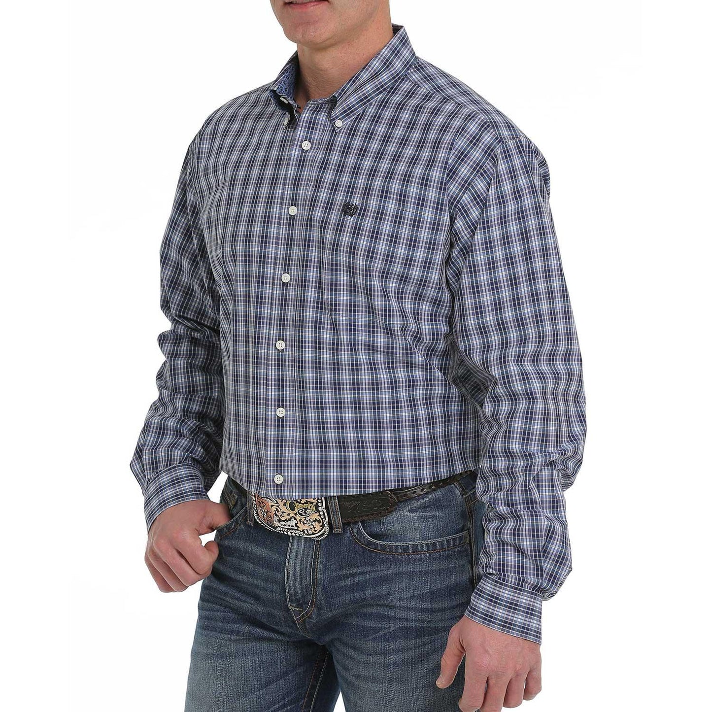 Cinch LSL Plaid BD Shirt Navy