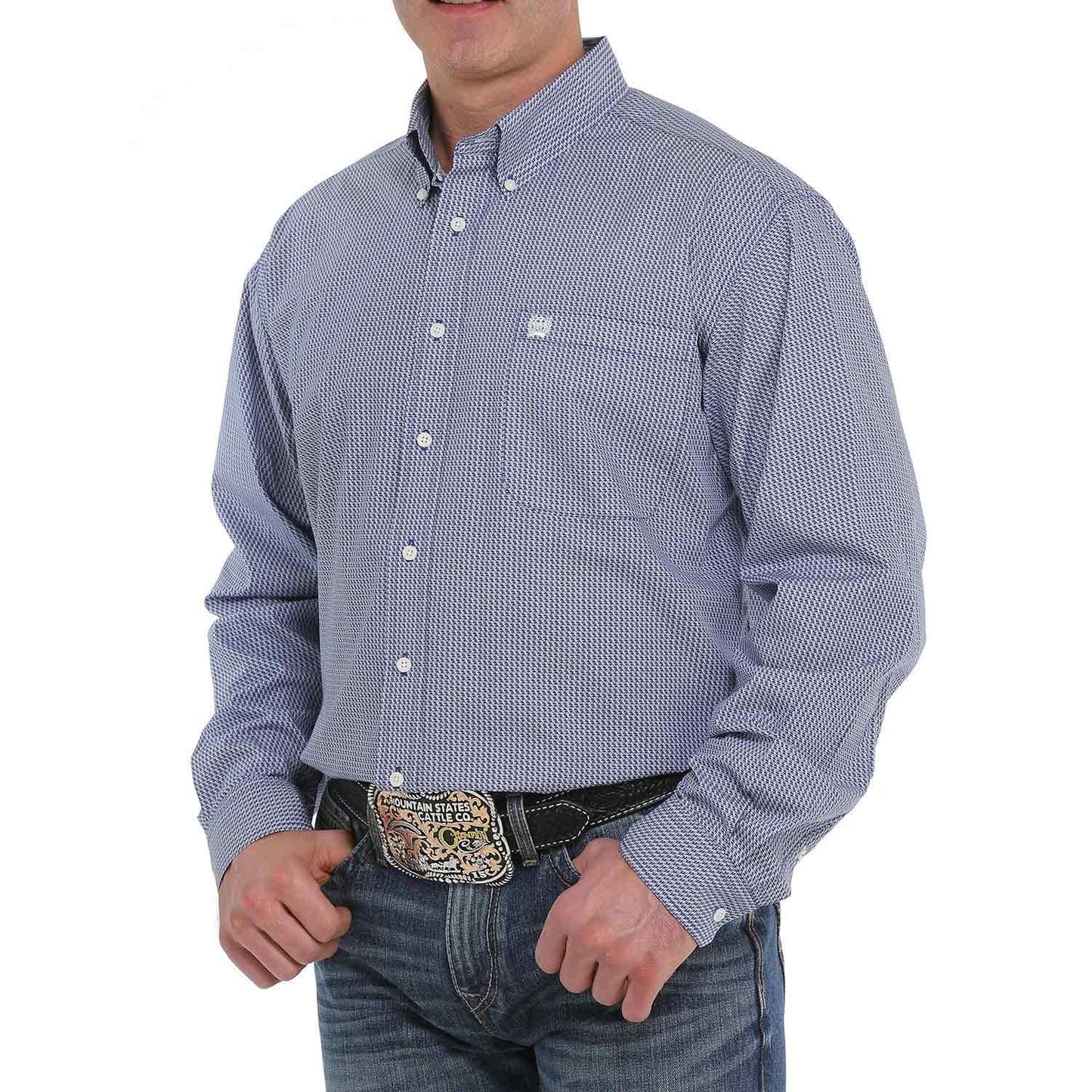 Cinch LSL Print BD Shirt Royal