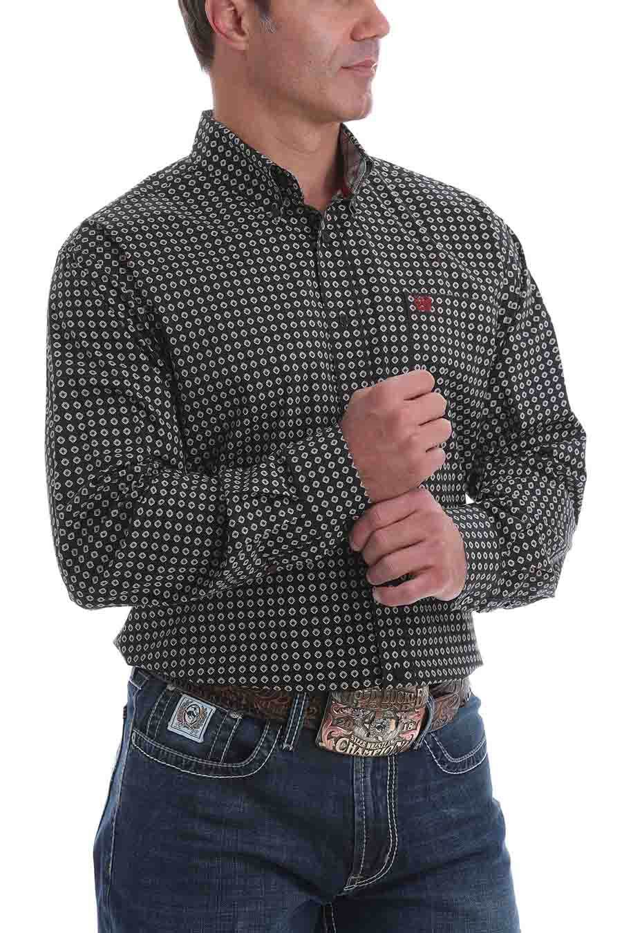 Cinch Shirt Print LSL Black