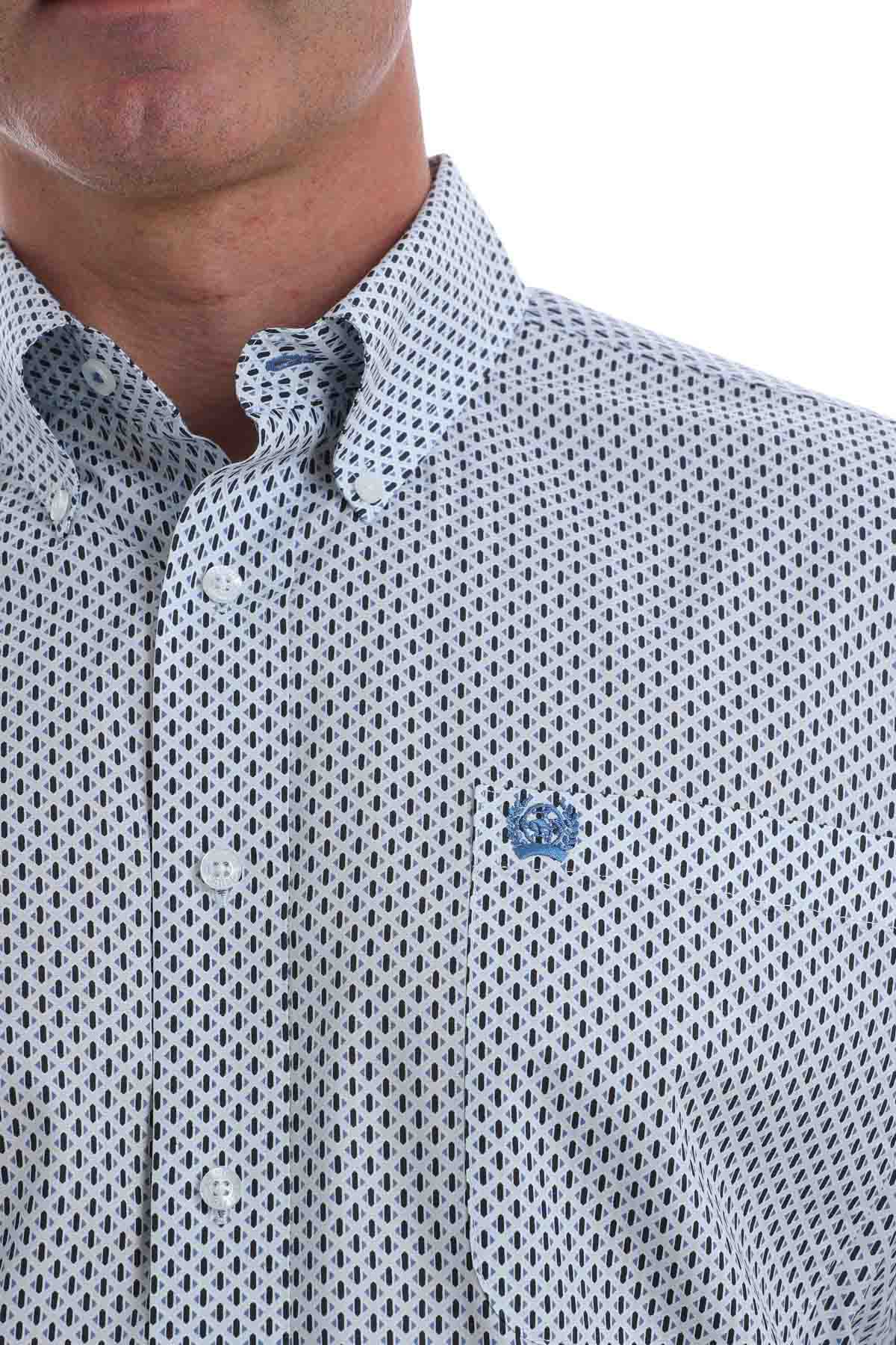 Cinch Shirt Print LSL Lgt Blue