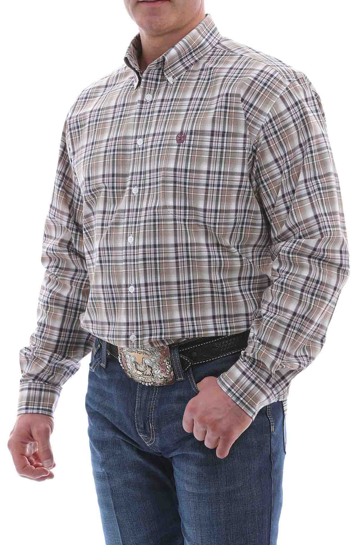 Cinch LSL Plaid BD Shirt Brown