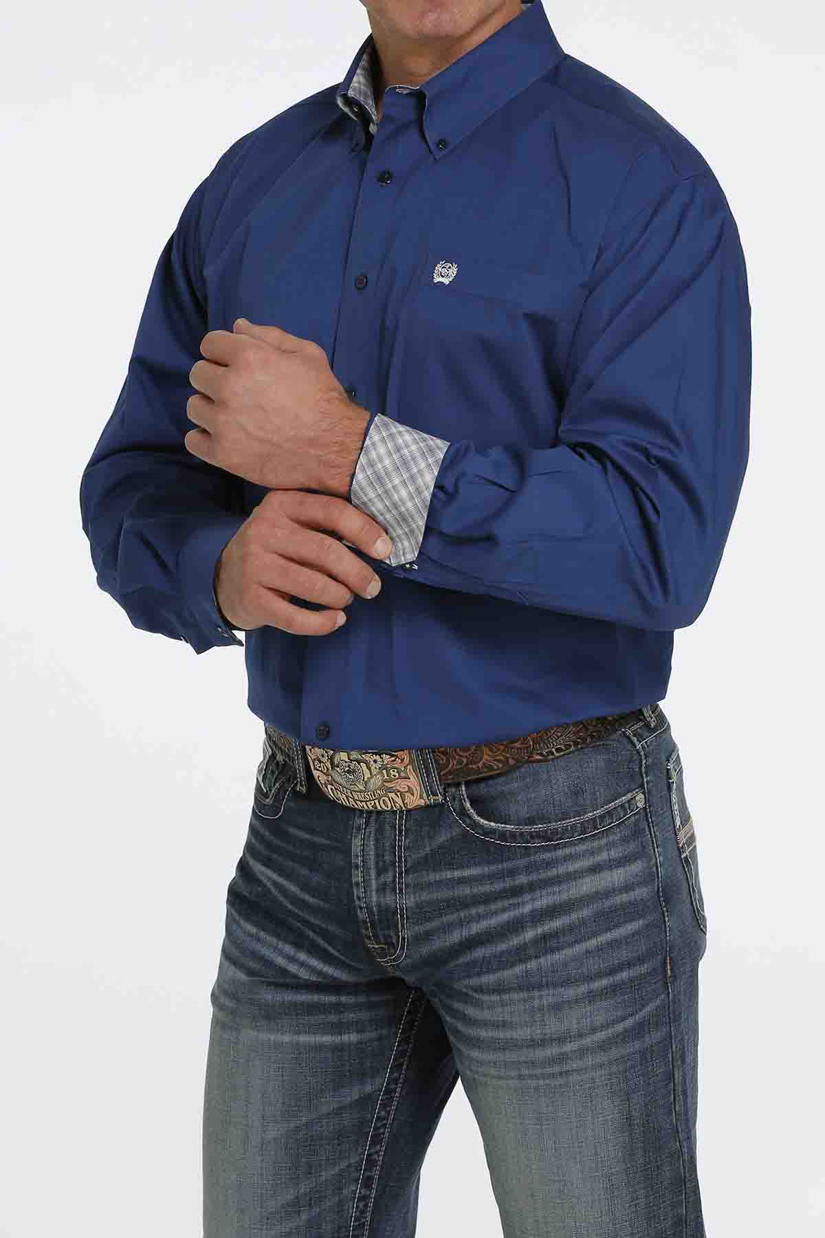 Cinch LSL BD Print Royal Blue