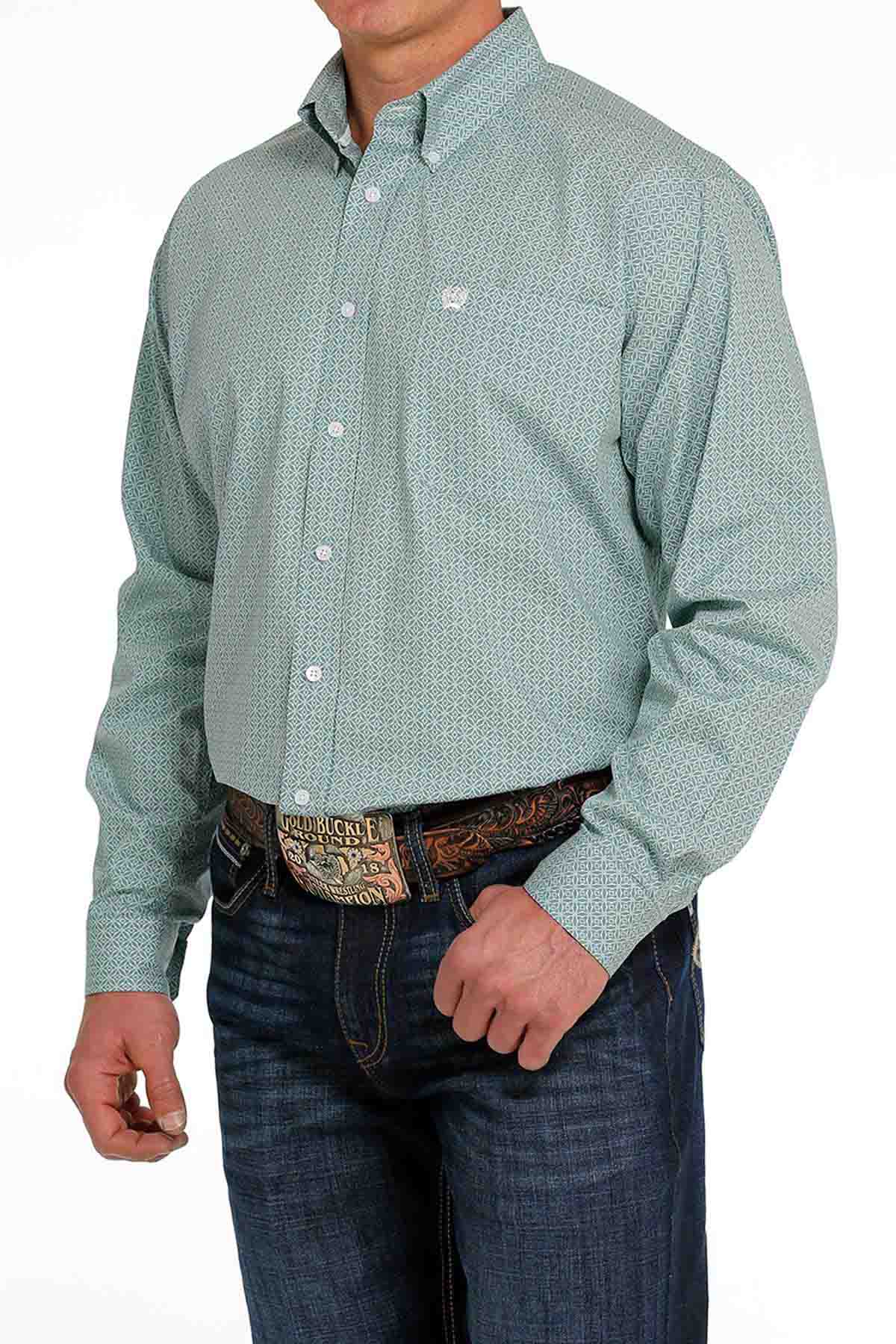 Cinch LSL Button-Down Shirt Print Blue