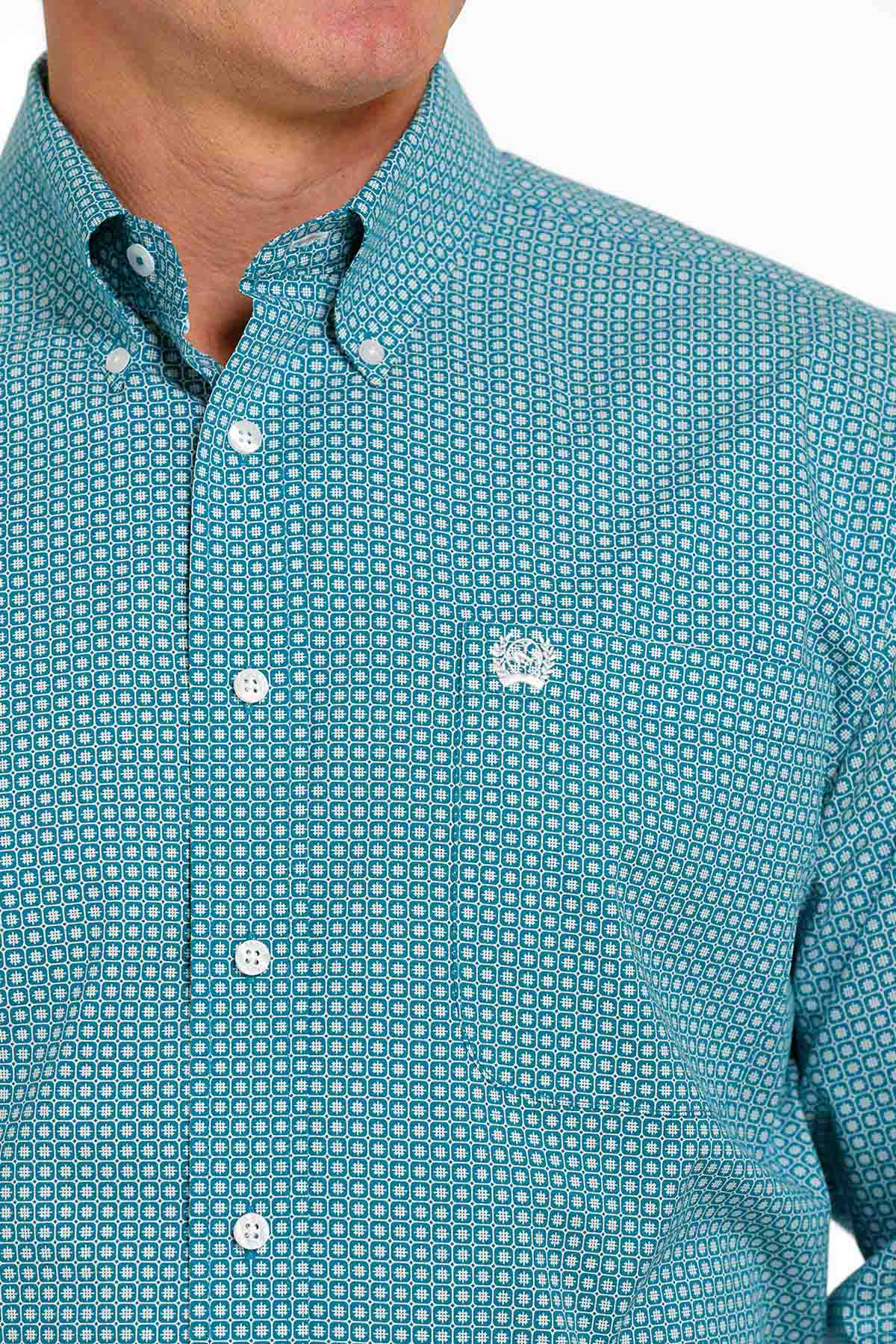 Cinch LSL Stretch Teal Print