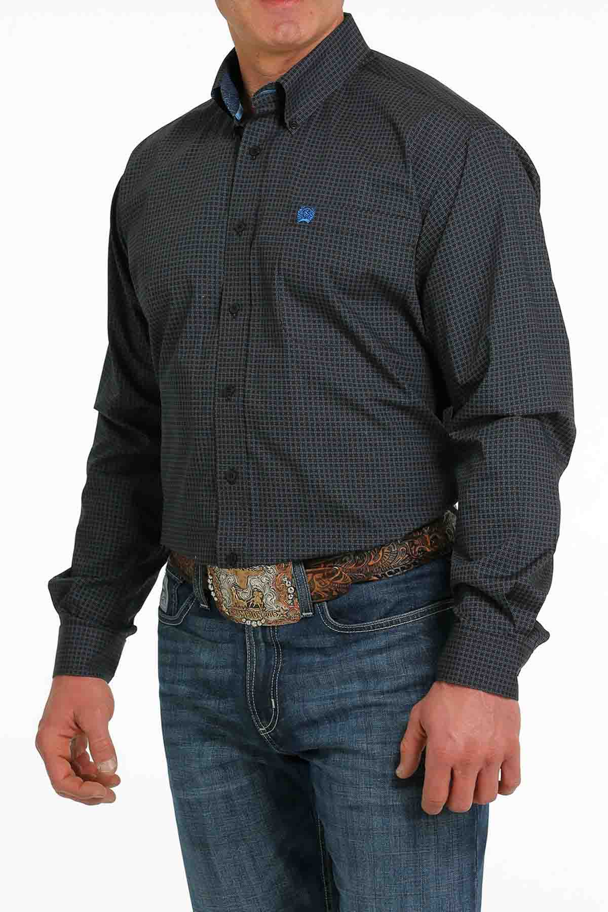 Cinch LSL Geometric Print Navy
