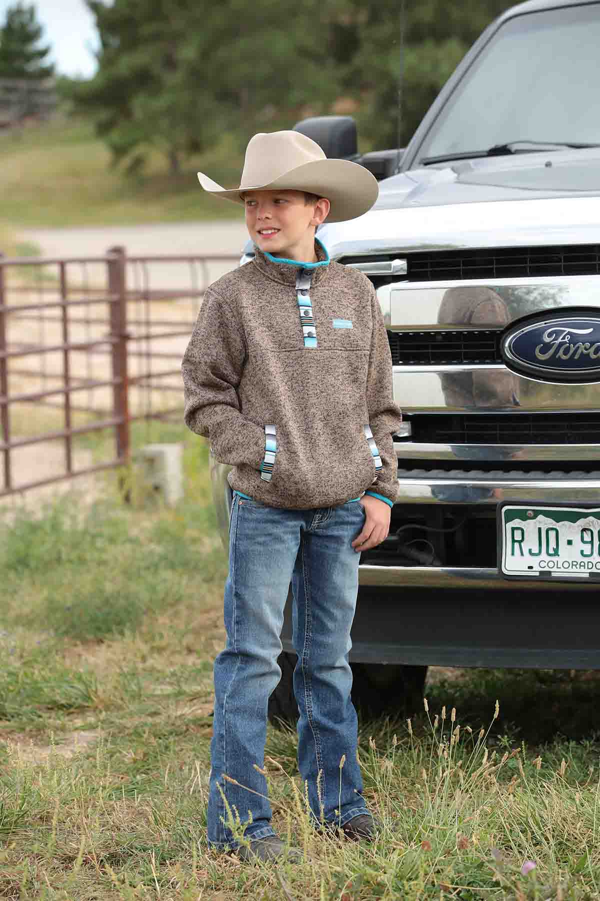 Cinch Boys Fleece Pullover Brown