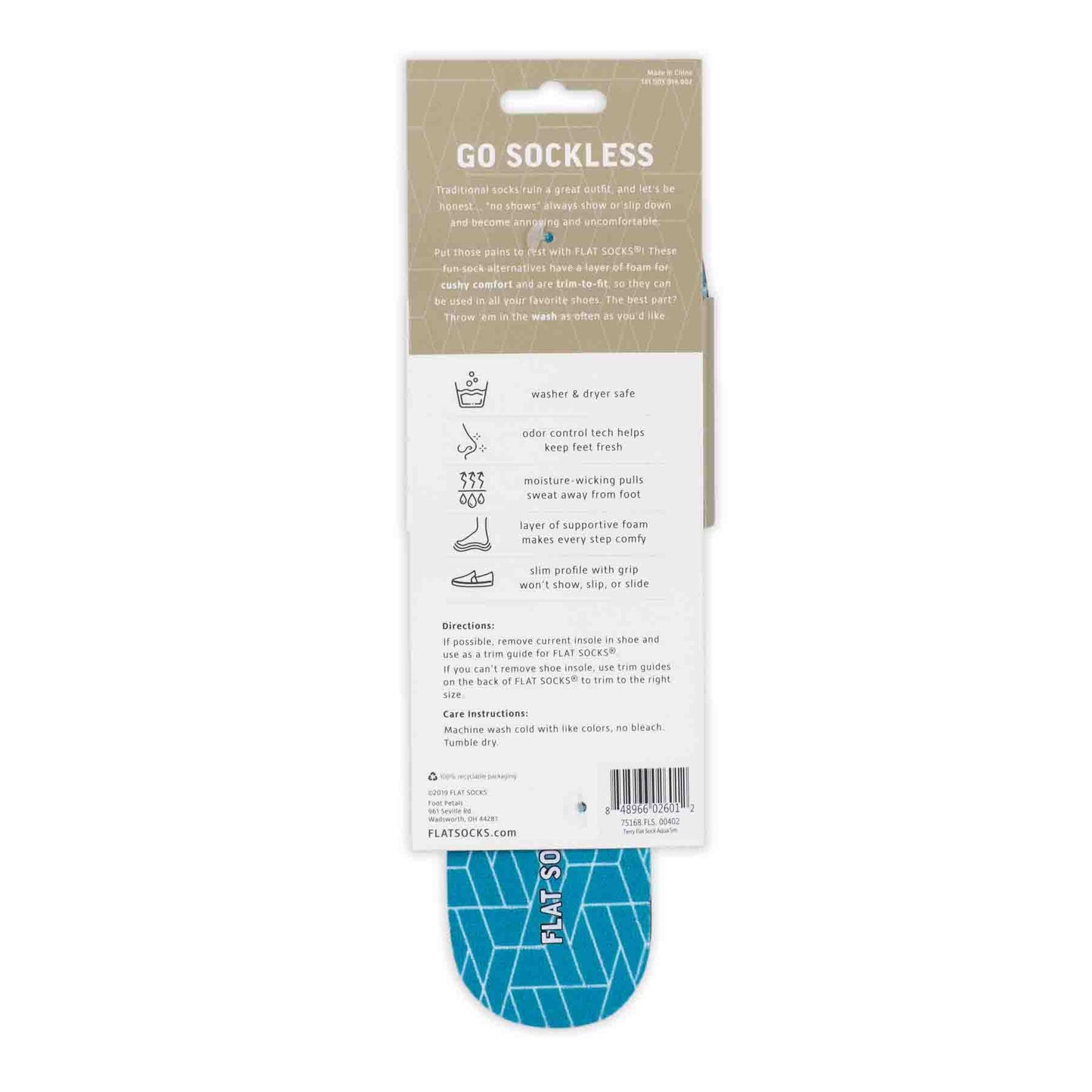 Aqua Print Flat Socks