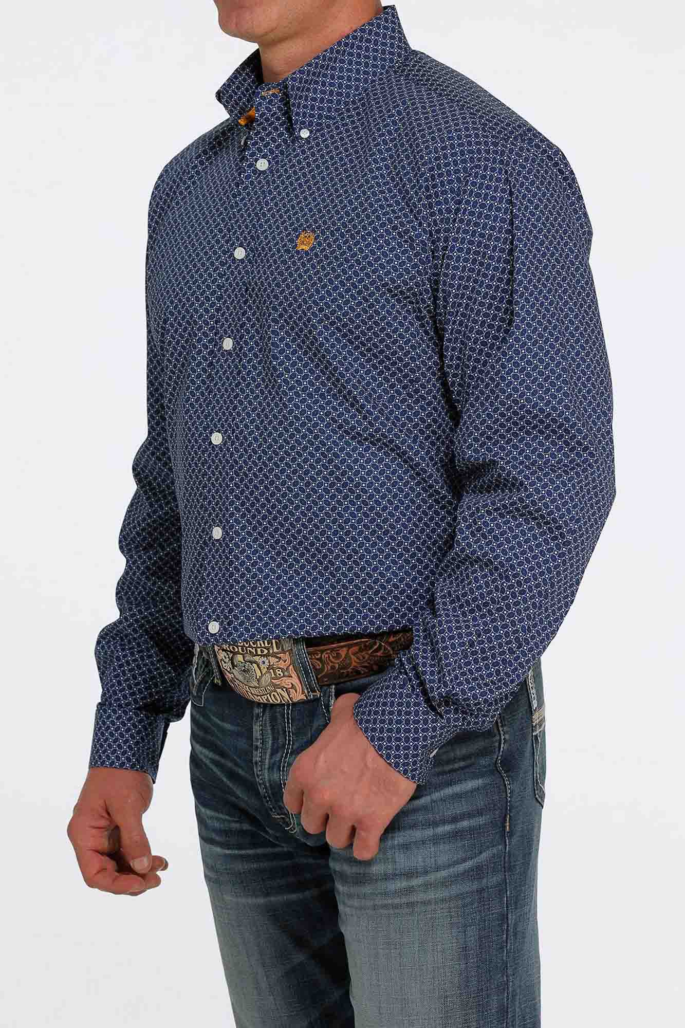 Cinch Shirt Print LS Royal Blue