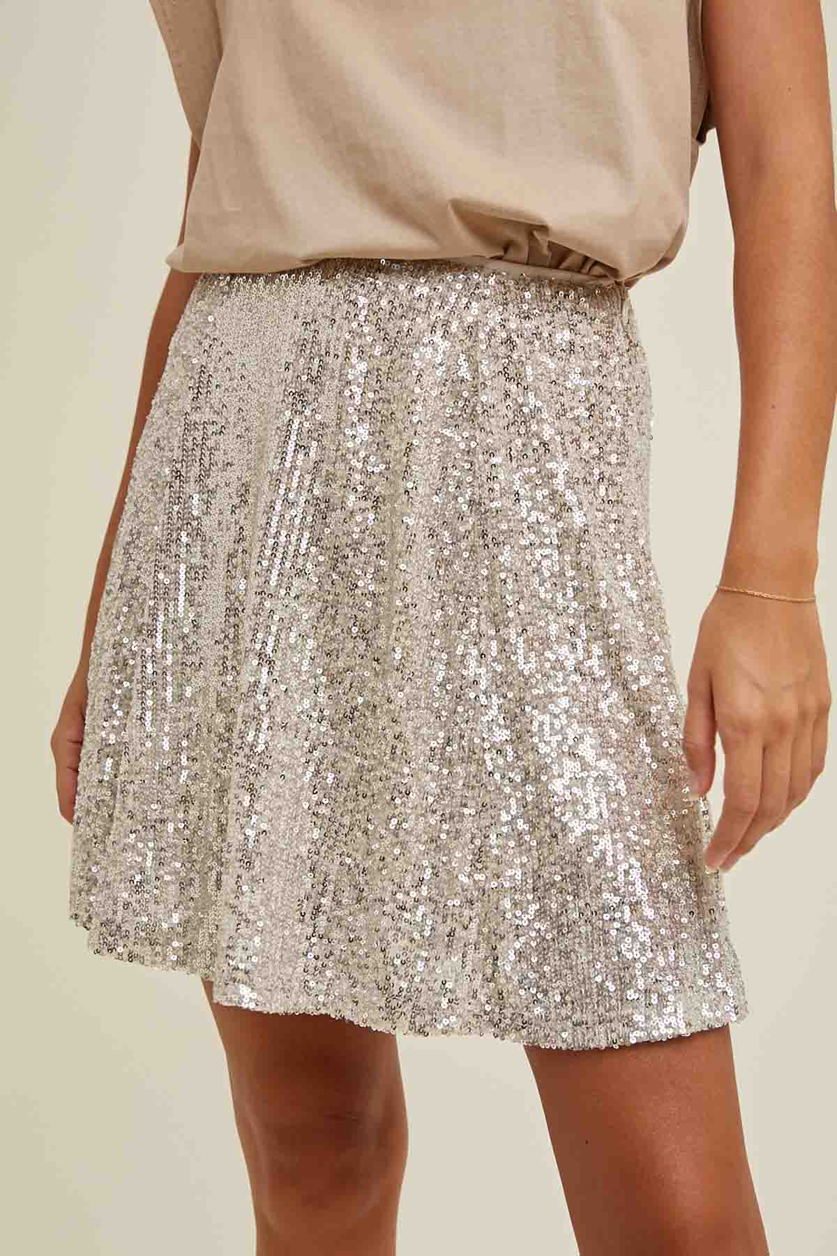 Sequin Mini Skirt in Champagne by Wishlist