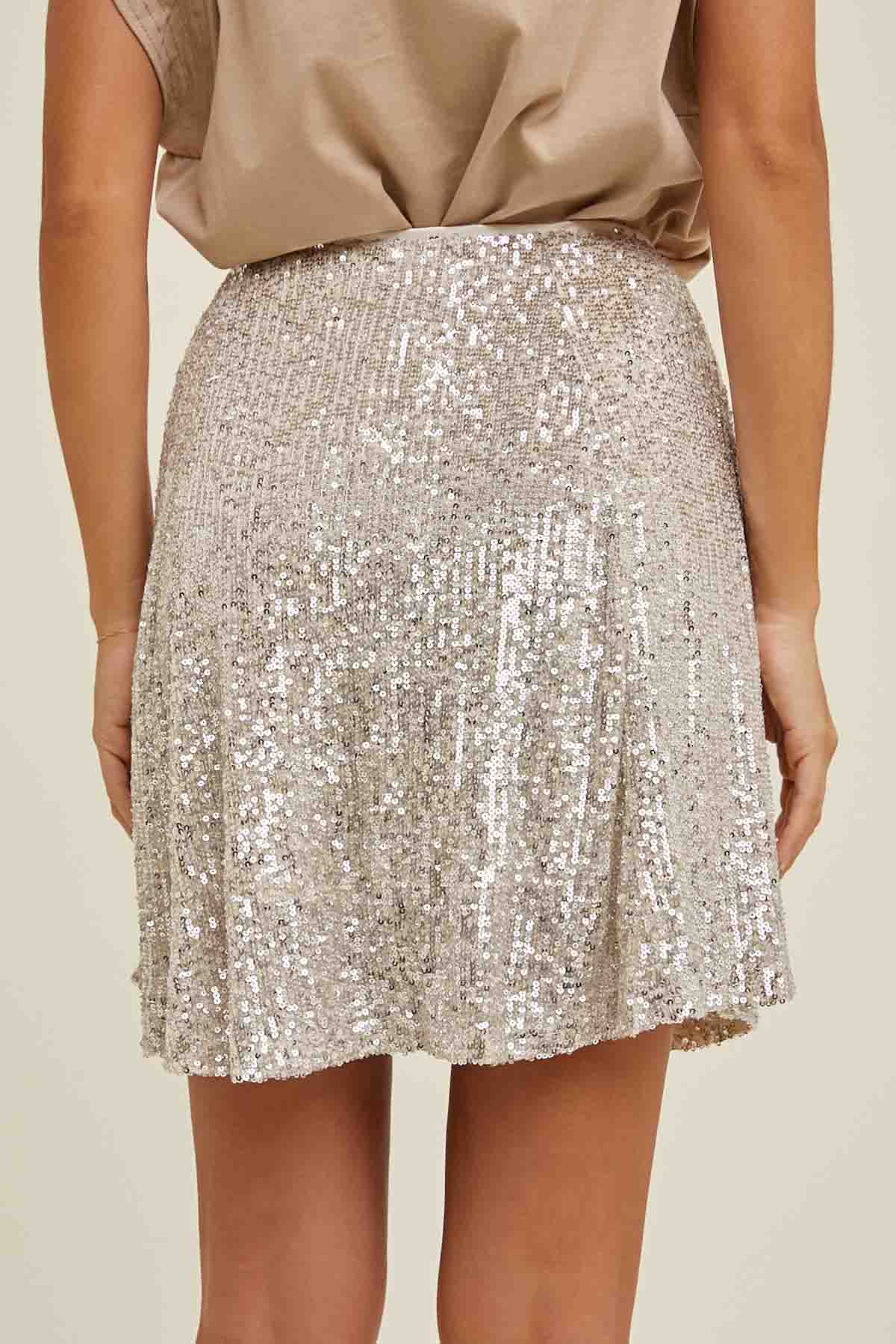 Sequin Mini Skirt in Champagne by Wishlist