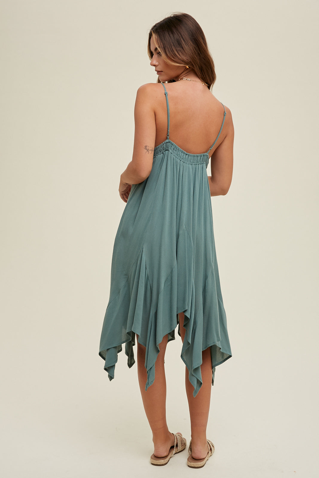Handkerchief Mini Dress by Wishlist Teal Green / M