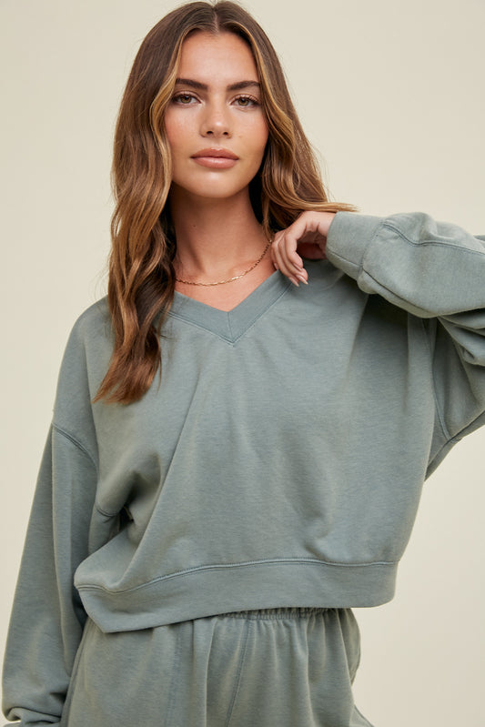 Washed French Terry Crop Sweatshirt by Wishlist