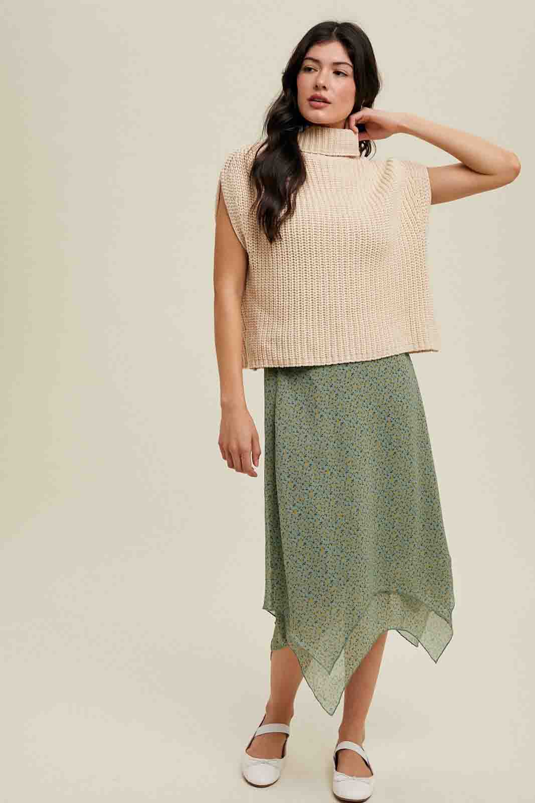 Floral Handkerchief Midi Skirt by Wishlist
