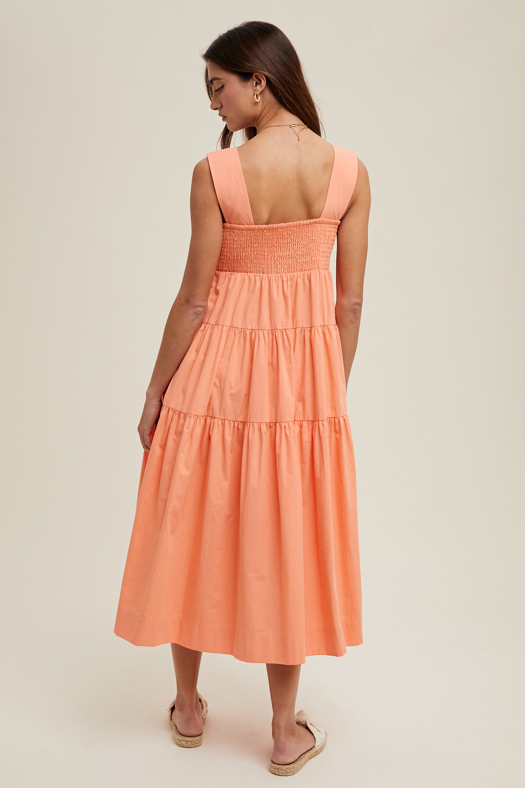 Contrast Embroidered Tiered Midi Dress by Wishlist