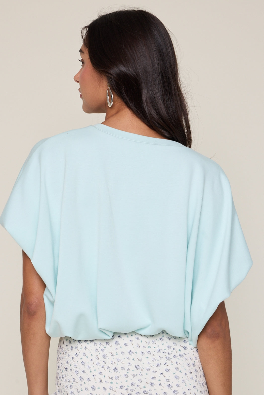 Scuba Bubble Hem Top in Mint by Wishlist