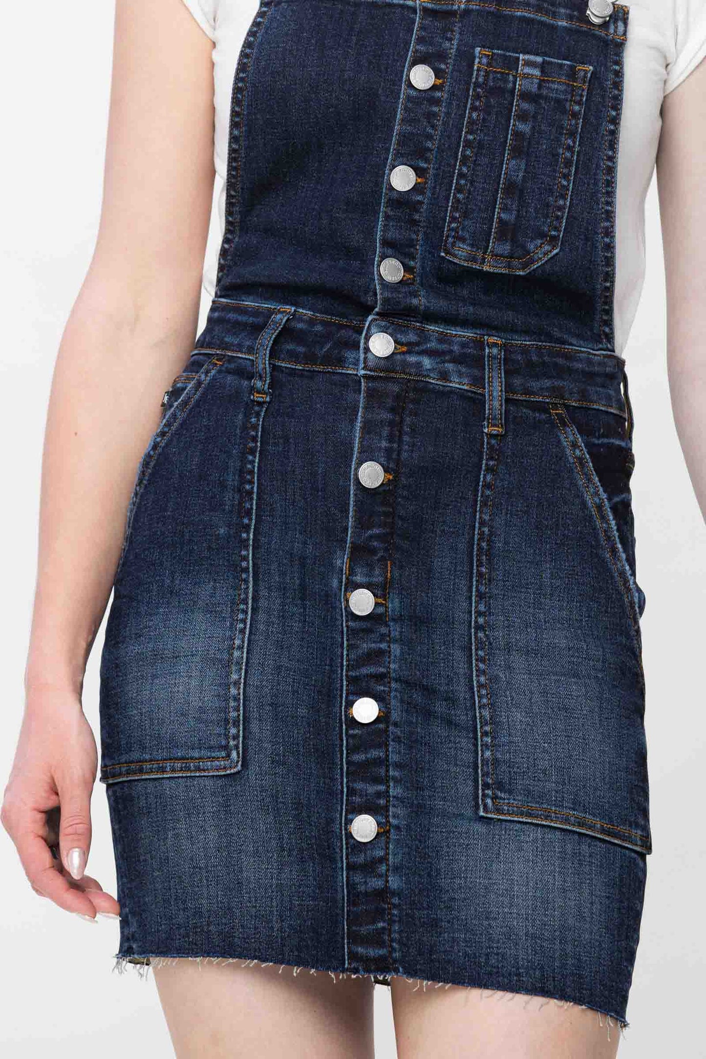 High Waist Denim Overall Skirt Dark Blue by Judy Blue