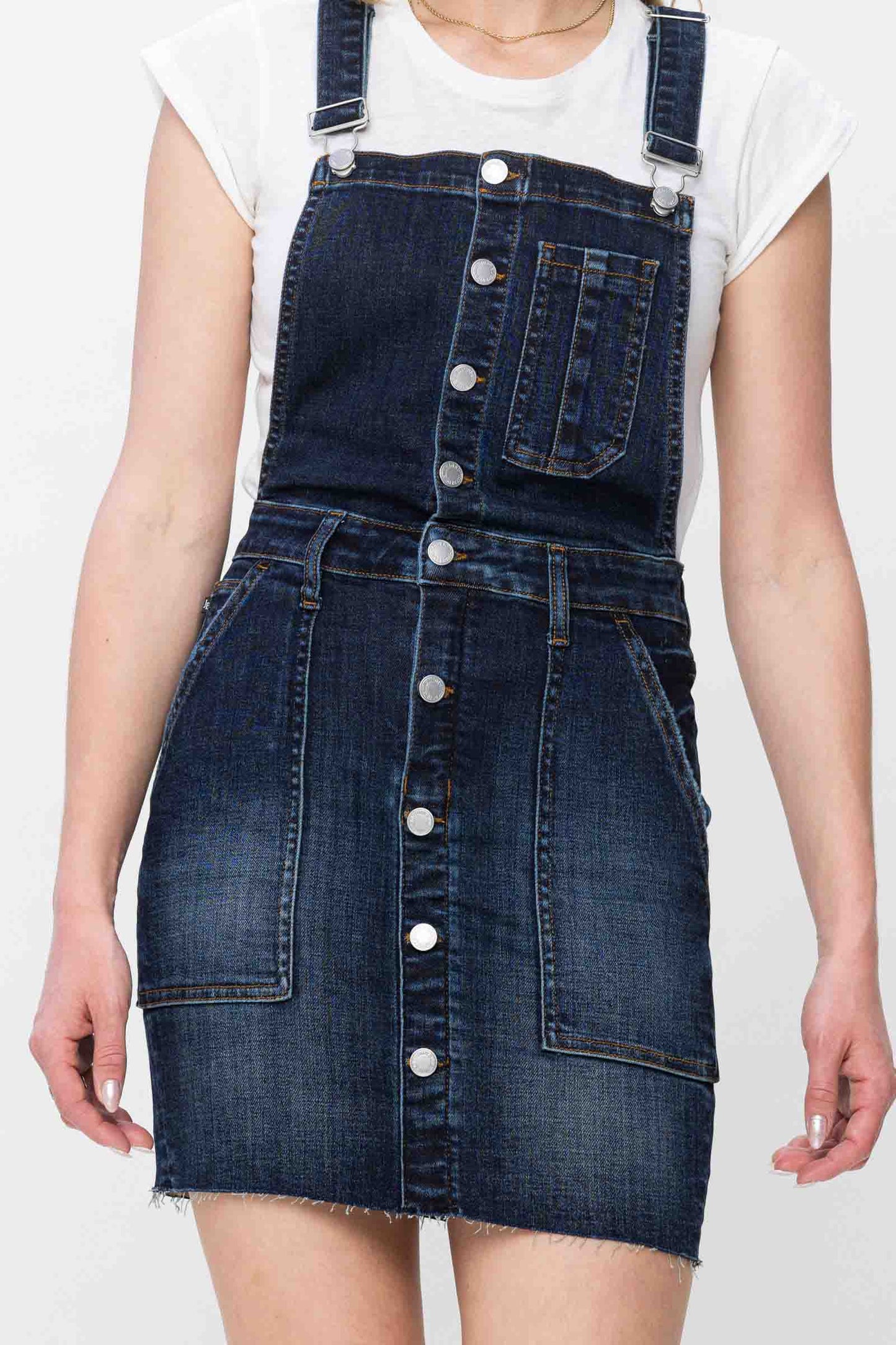High Waist Denim Overall Skirt Dark Blue by Judy Blue