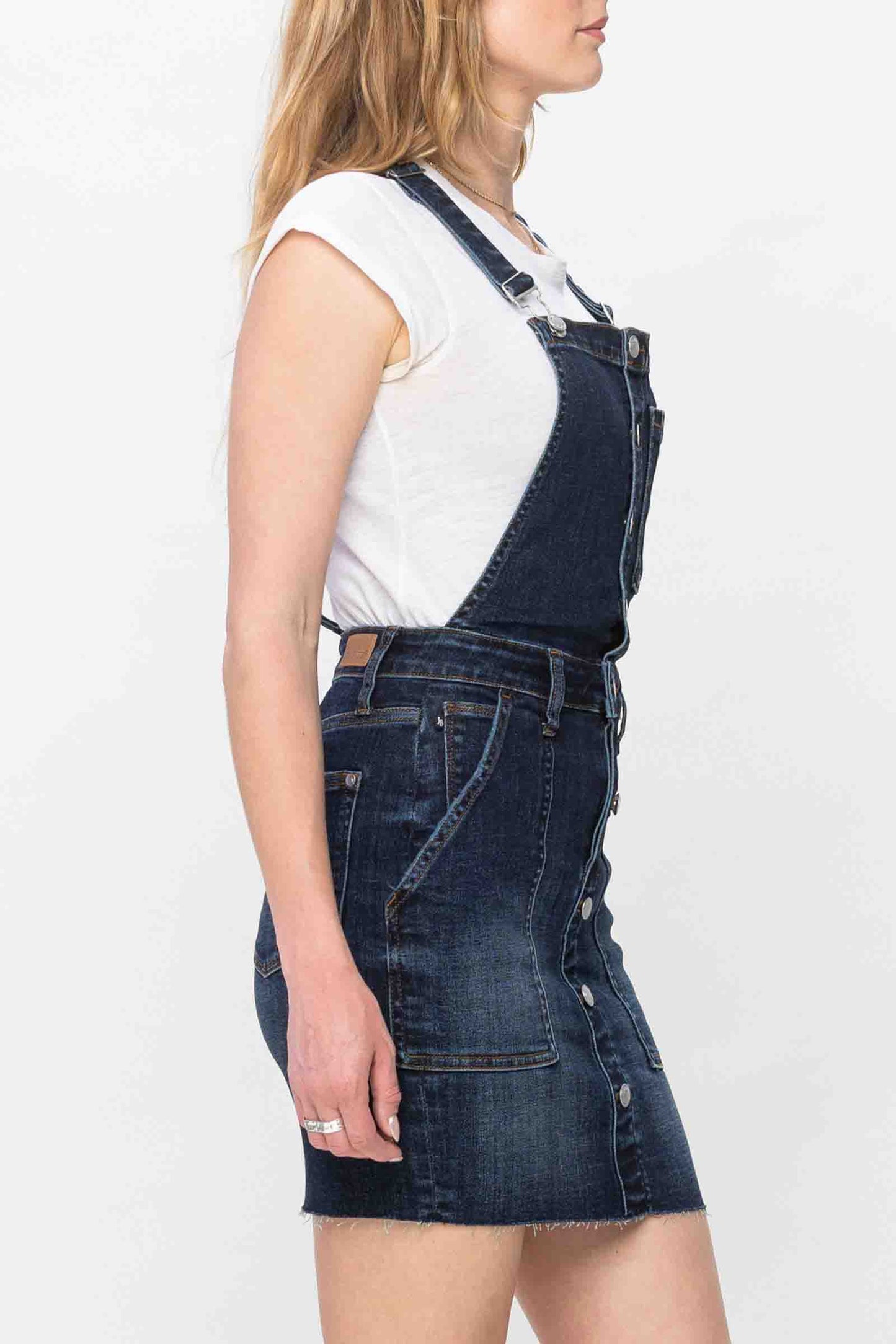 High Waist Denim Overall Skirt Dark Blue by Judy Blue