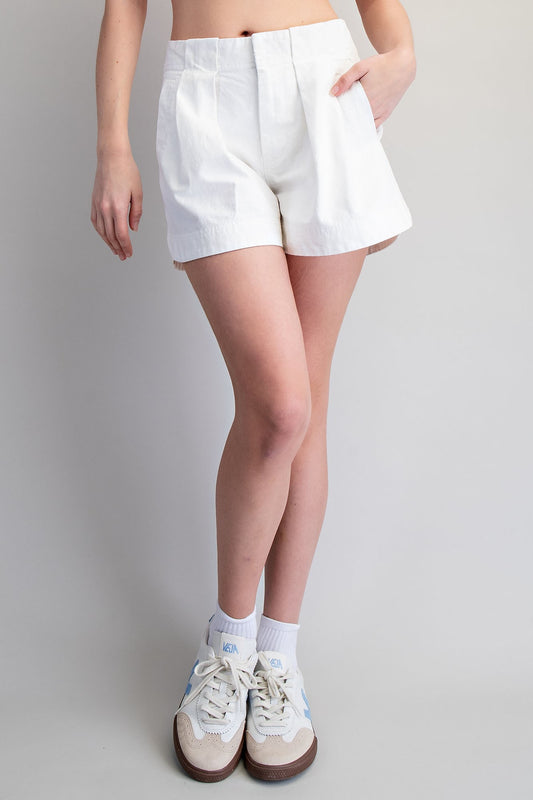 Solid Pleated Shorts by ee:some