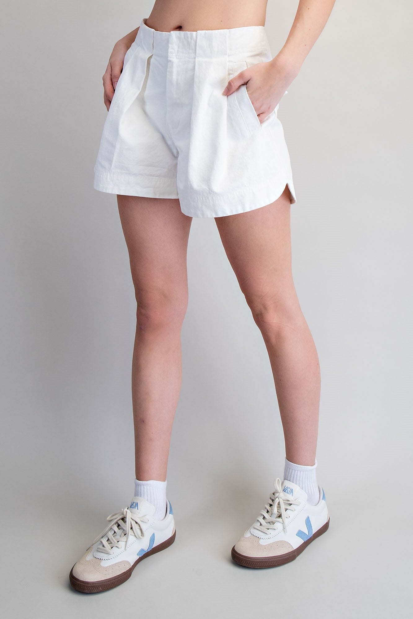 Solid Pleated Shorts by ee:some