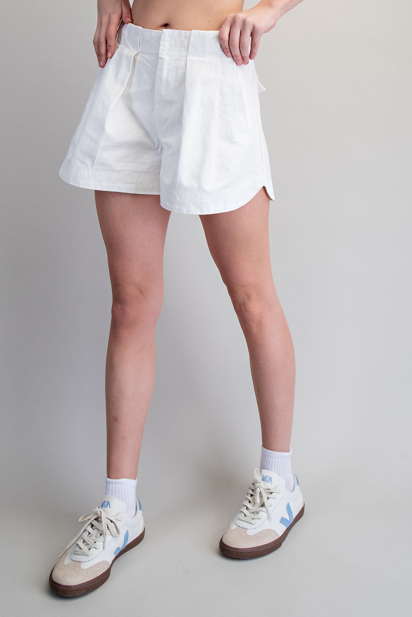 Solid Pleated Shorts by ee:some