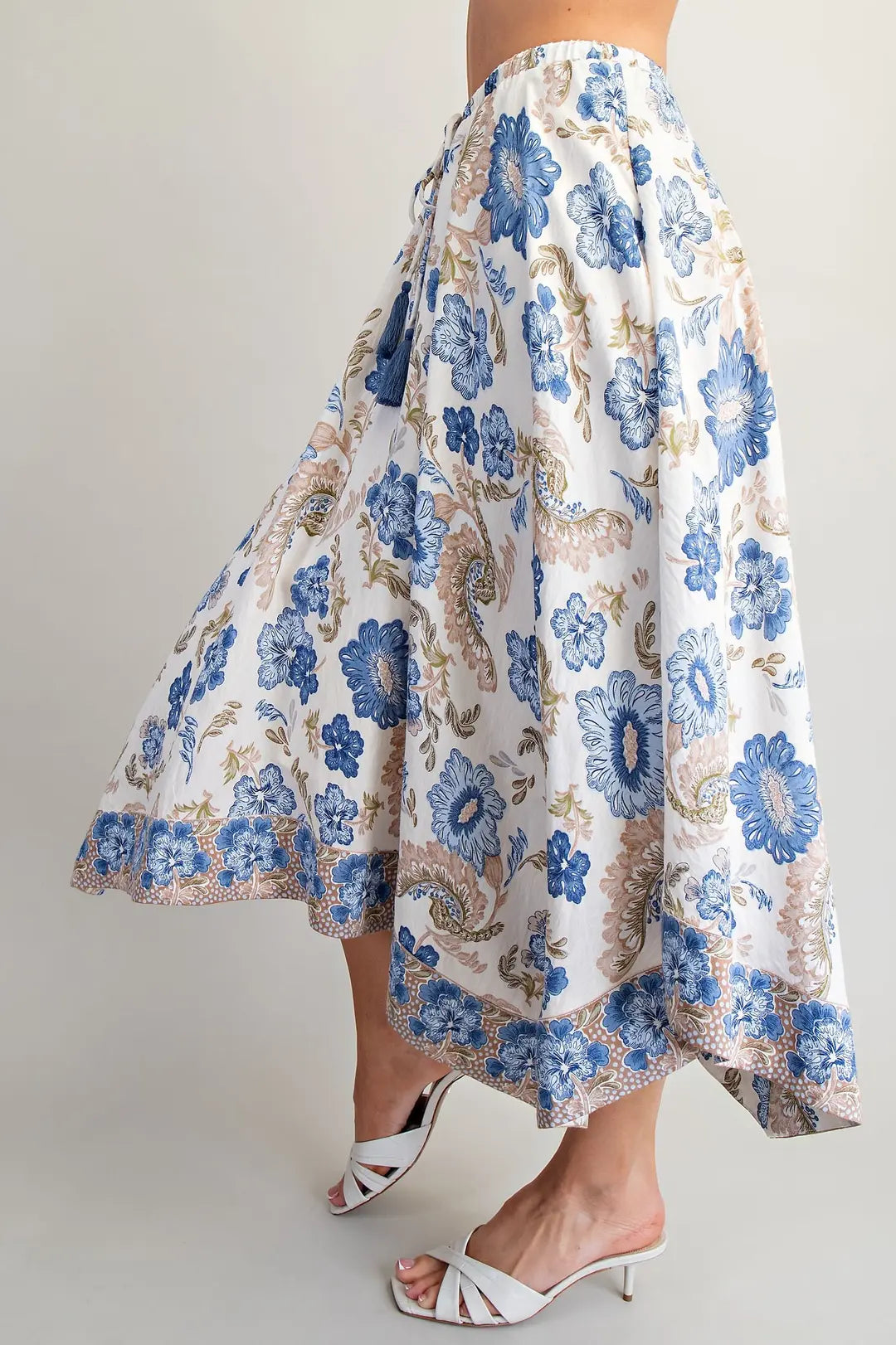 Floral Print Handkerchief Hem Midi Skirt by ee:some
