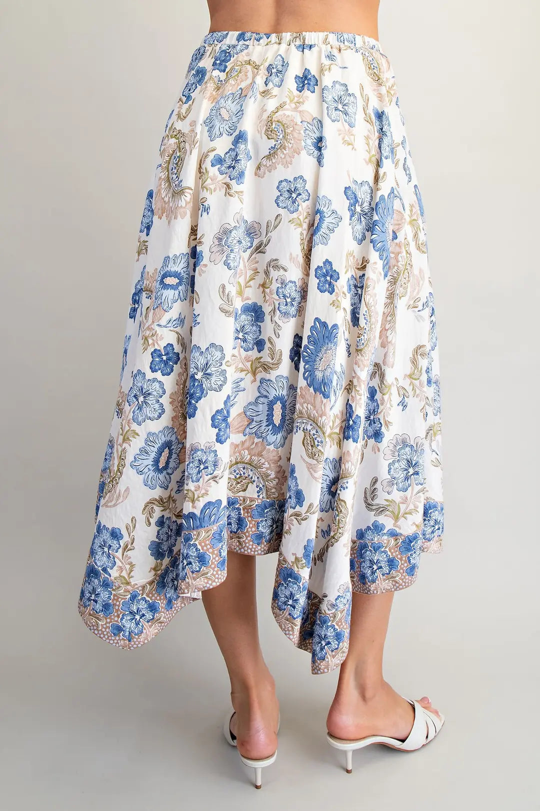 Floral Print Handkerchief Hem Midi Skirt by ee:some