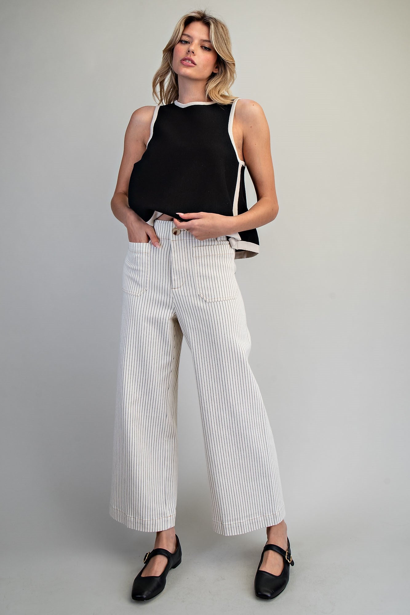 Striped Straight Leg Pants by ee:some