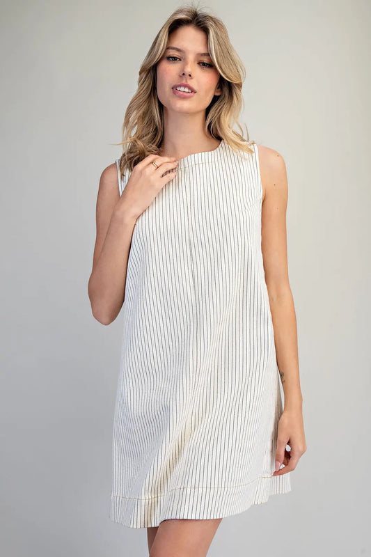 Pinstriped Back Zipper Mini Dress by ee:some