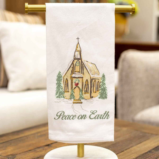 Peace on Earth Hand Towel White/Multi 20x28 by The Royal Standard