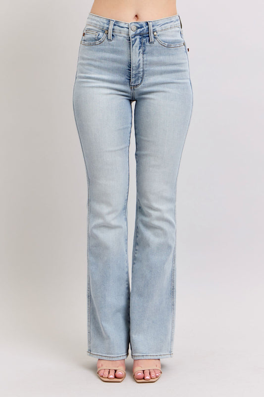 High Waisted Tummy Control Bootcut Jeans in Light Blue by Judy Blue