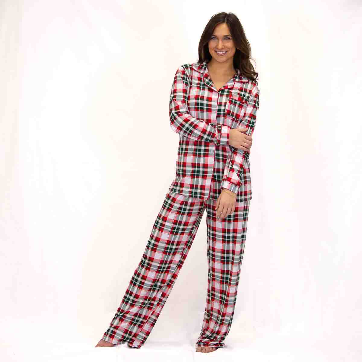 Mansfield Plaid Sleep Pants Dark Green/True Red