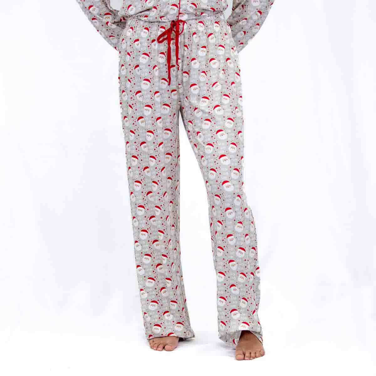 Cheerful Santa Sleep Pants Light Gray/True Red