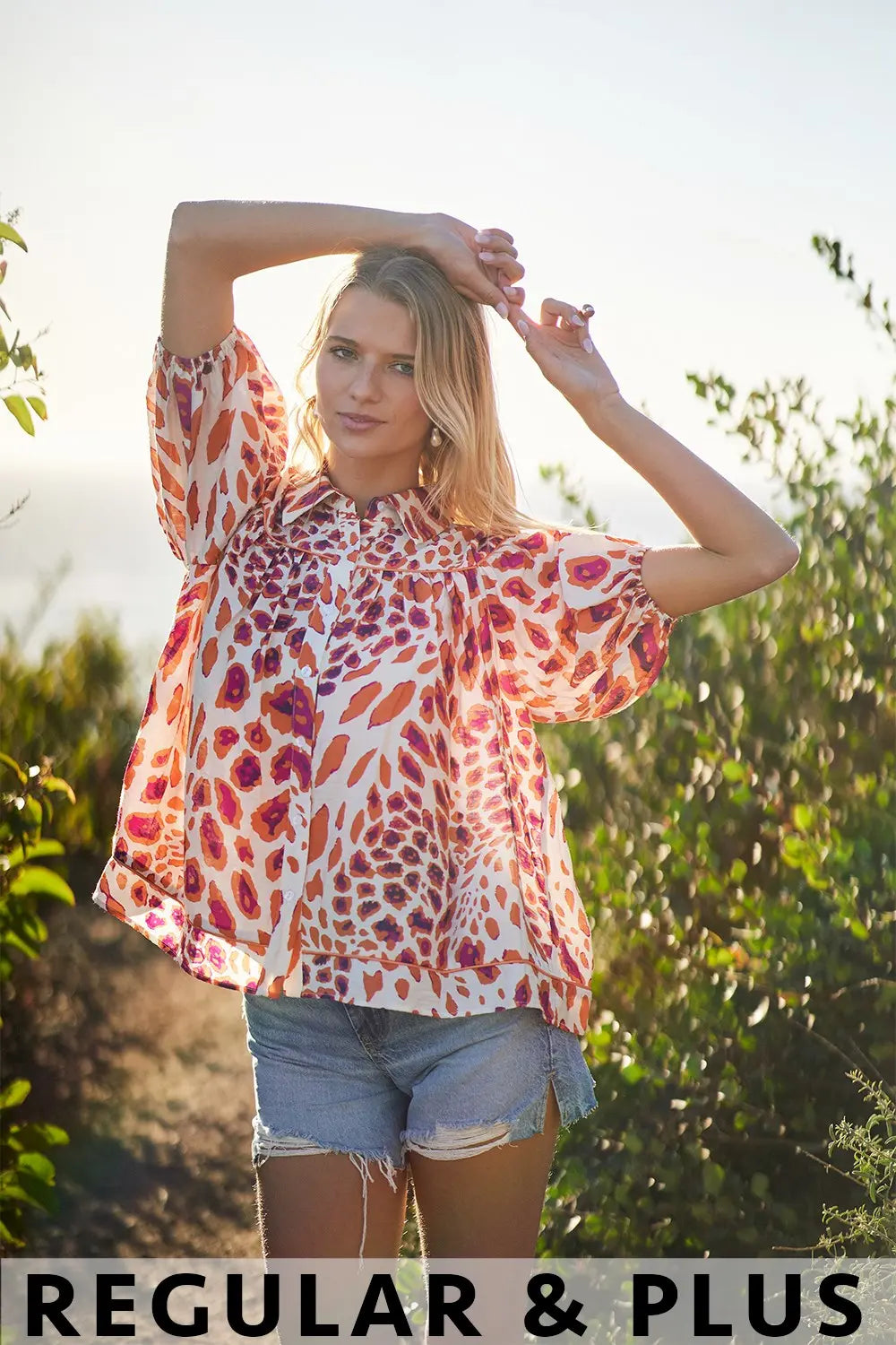Leopard Print Button Down Blouse by Gigio