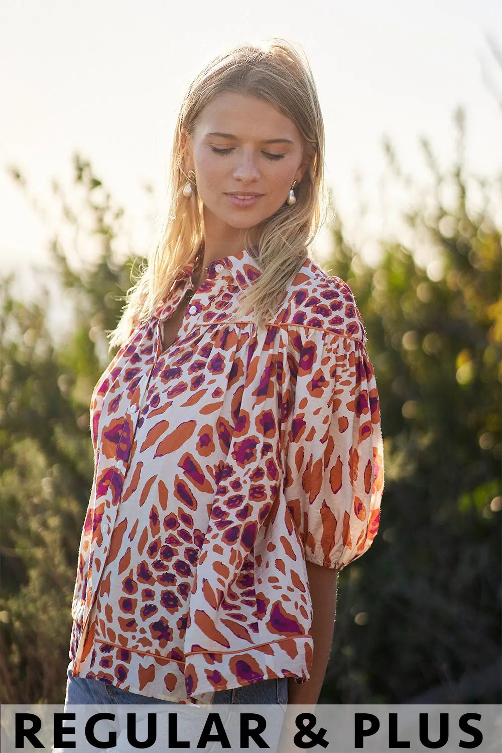Leopard Print Button Down Blouse by Gigio