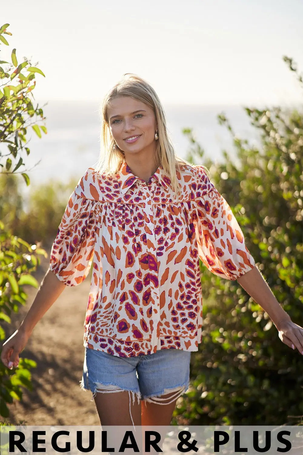 Leopard Print Button Down Blouse by Gigio