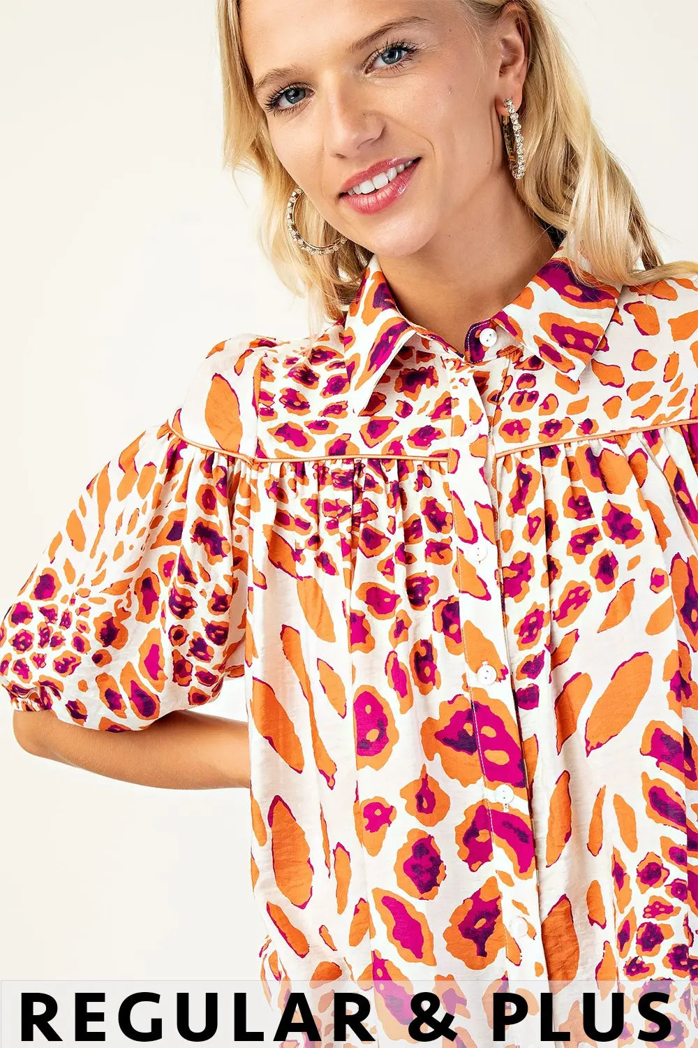 Leopard Print Button Down Blouse by Gigio