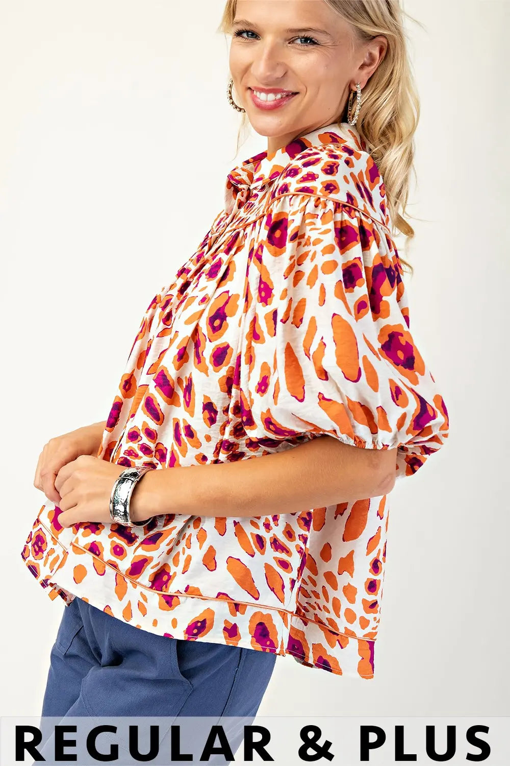 Leopard Print Button Down Blouse by Gigio