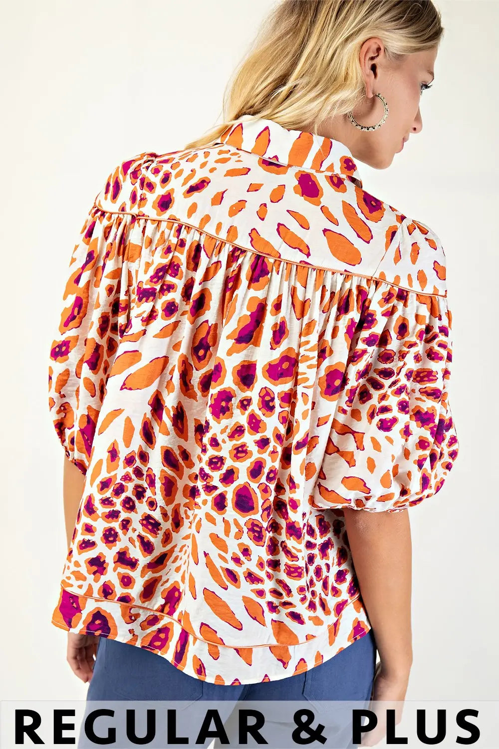 Leopard Print Button Down Blouse by Gigio