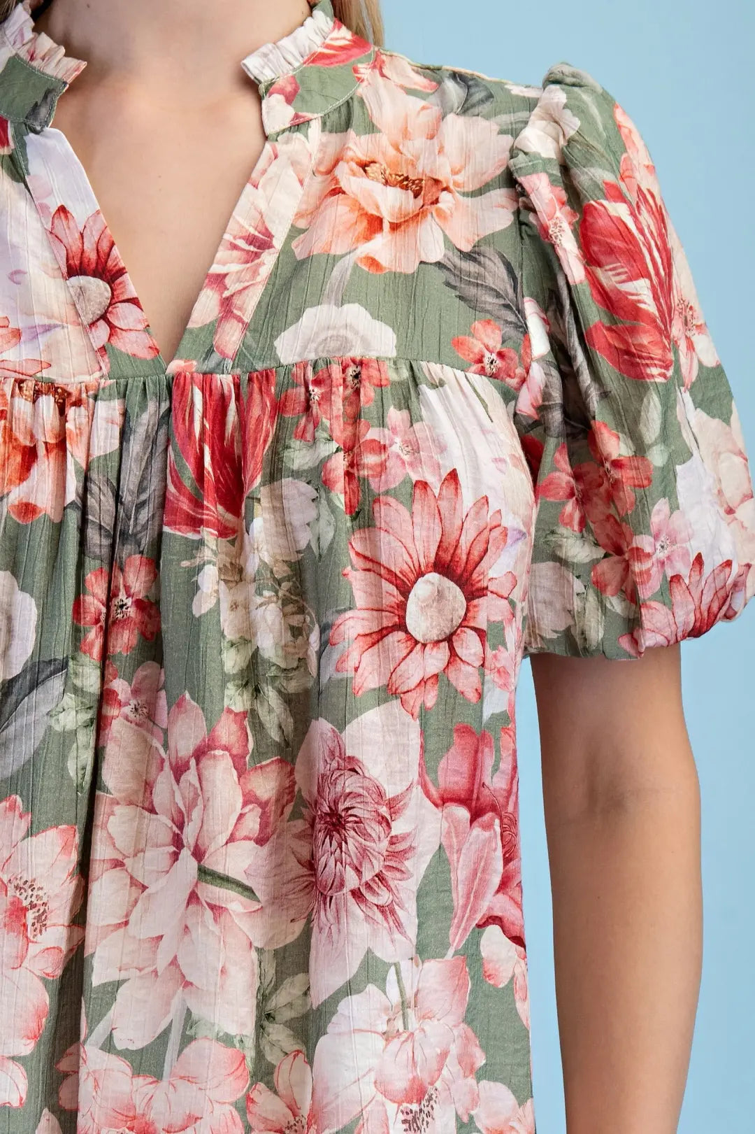 Floral Print VNeck Blouse by Gigio