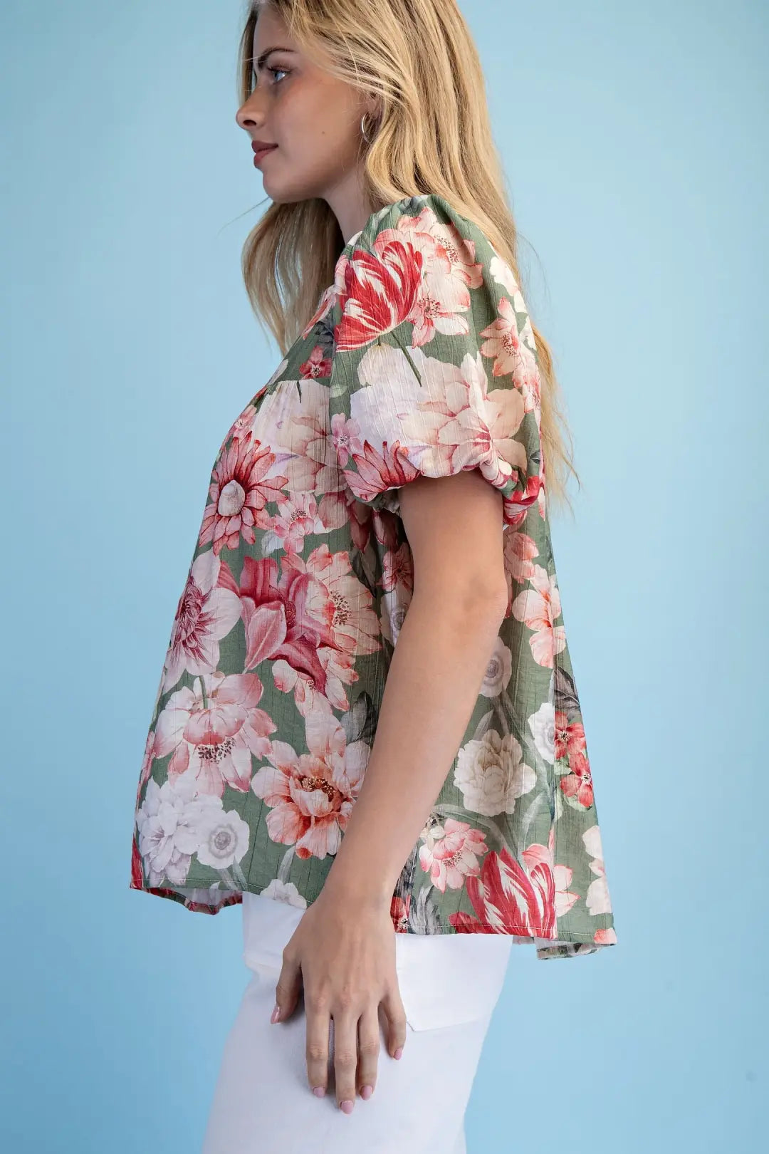 Floral Print VNeck Blouse by Gigio