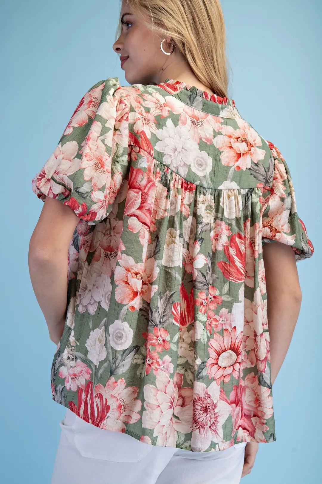 Floral Print VNeck Blouse by Gigio