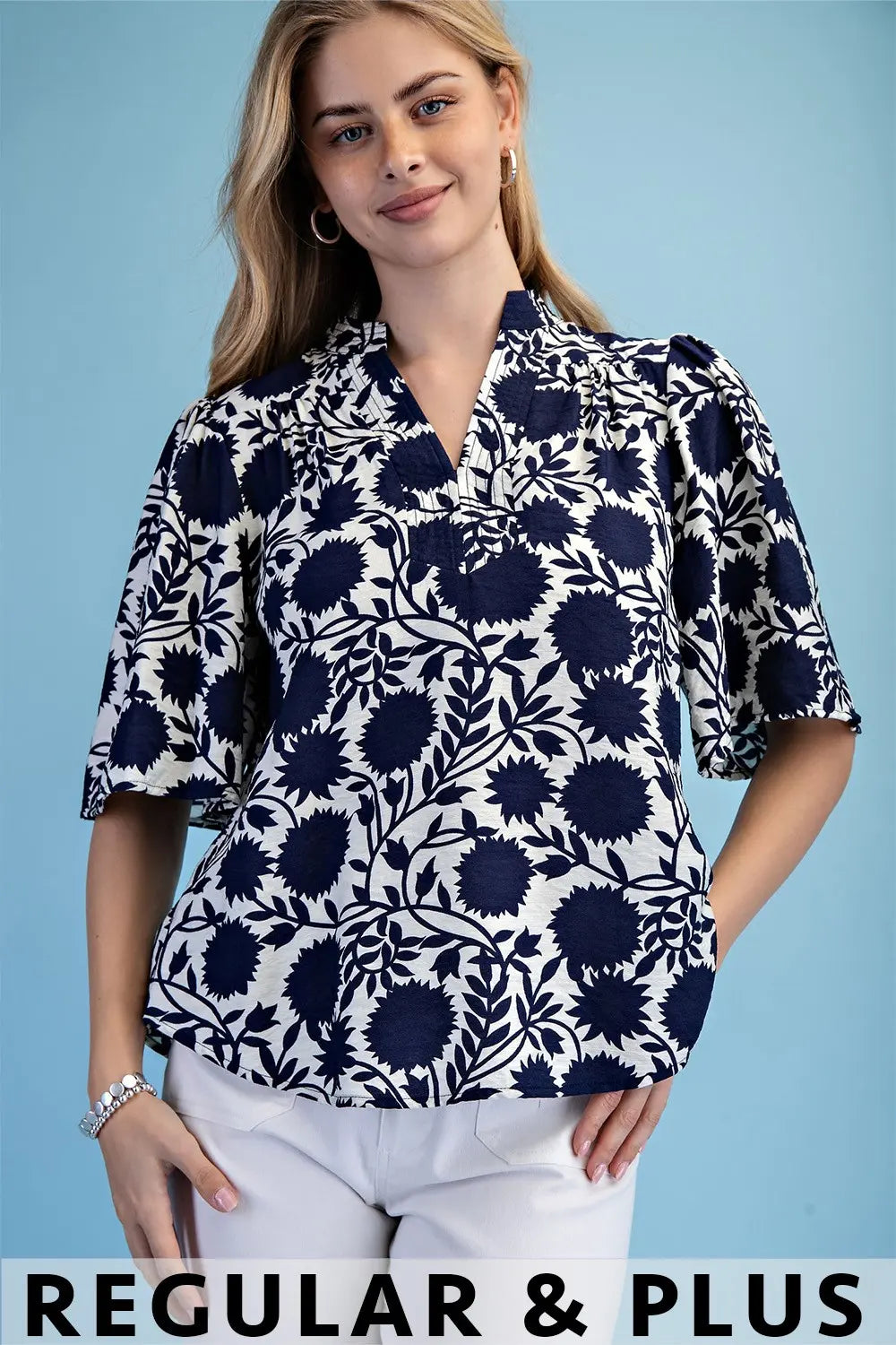 Trapunto Stitched V-Neck Blouse by Gigio