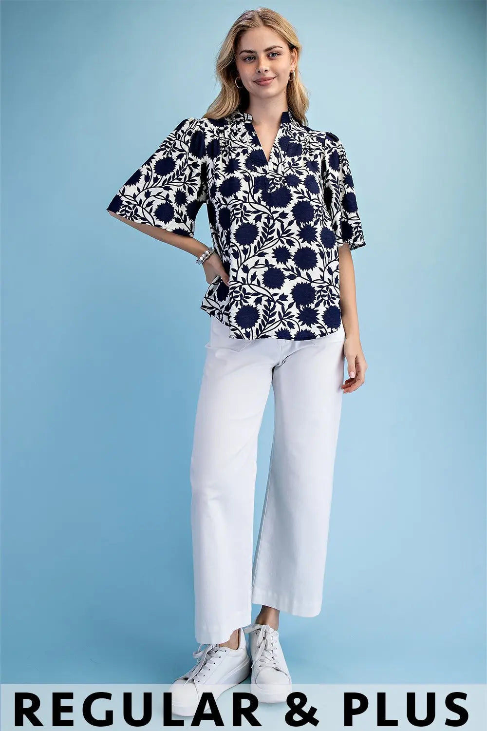Trapunto Stitched V-Neck Blouse by Gigio