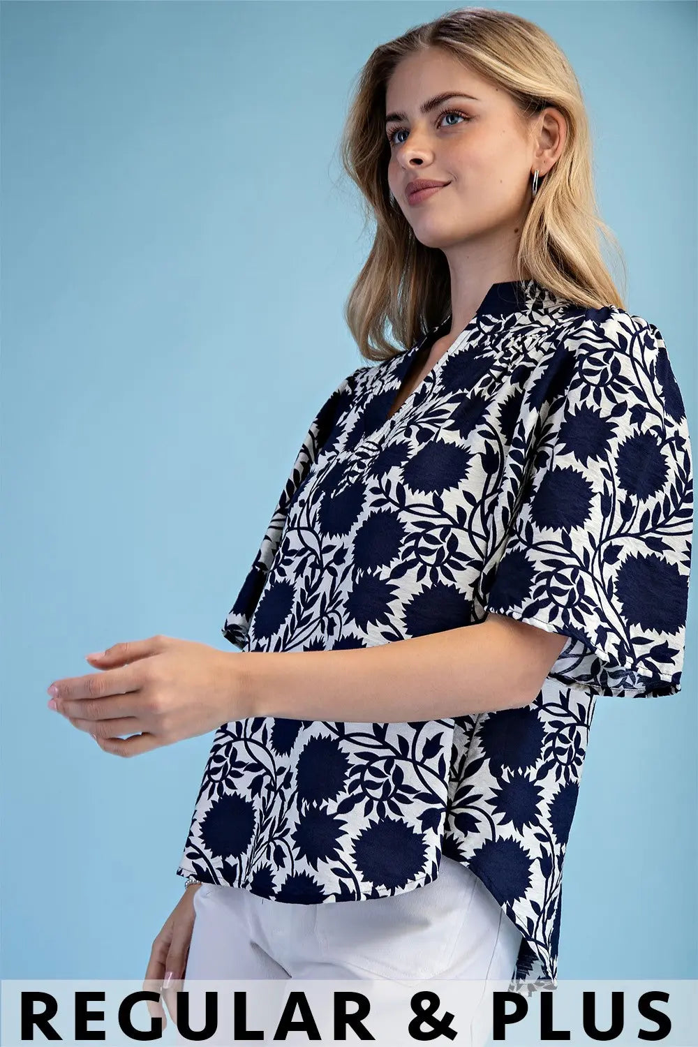 Trapunto Stitched V-Neck Blouse by Gigio