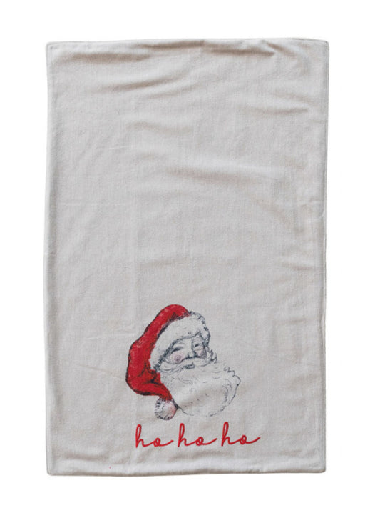 Cotton & Linen Tea Towel with Snowman/Santa Image, 4 Styles by Creative Co-Op